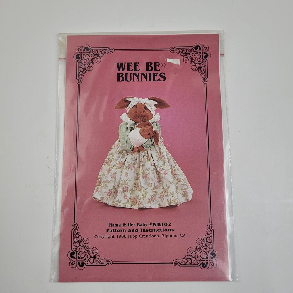 Vtg Wee Be Bunnies 'Mama & Her Baby' Uncut Sewing Patterns Gooseberry Hill